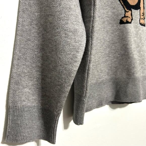 Nikka K graphic novelty gray sweater adorable Dachshund Dog Bow Pearl Christmas - Picture 8 of 10